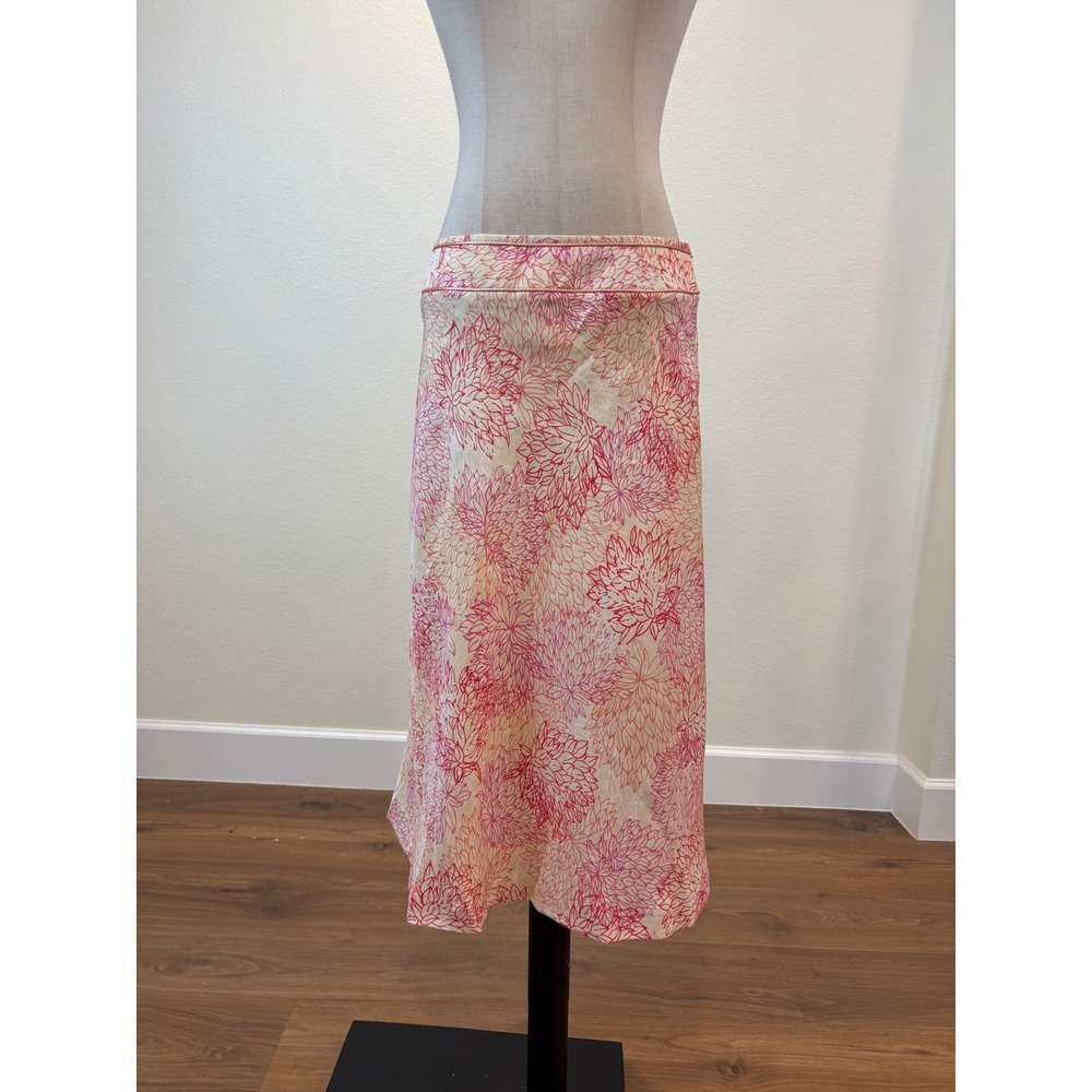 NWT Sigrid Olsen Skirt Women 10  Linen Blend Floral Midi A-Line euro‎ summer
